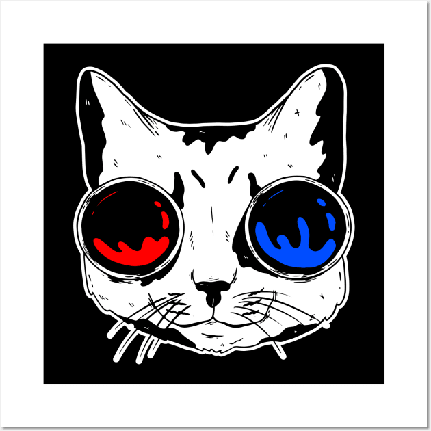 funny cat – Meowtrix (red pill or blue pill) (black variant) Wall Art by LiveForever